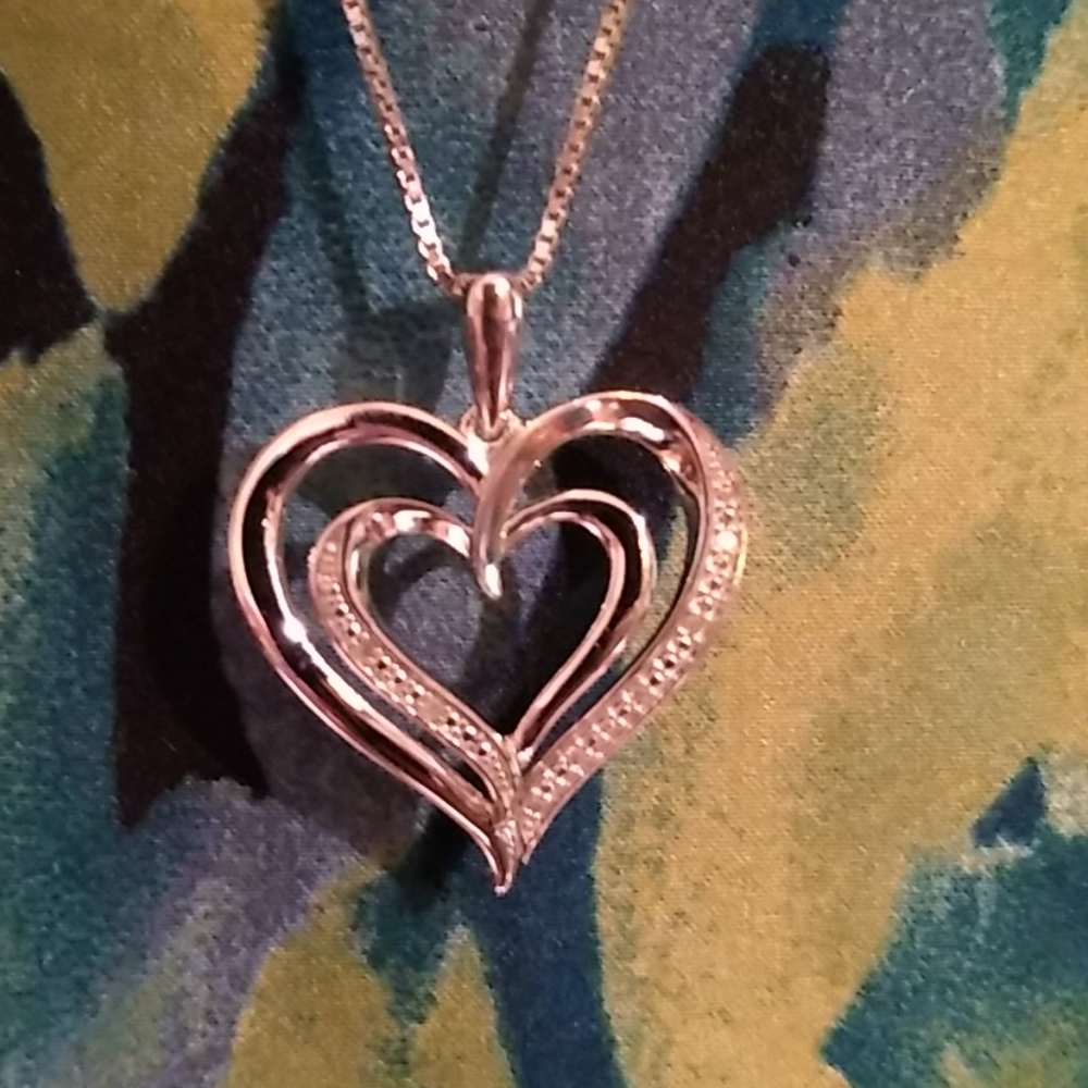 Sterling Silver Diamond Accent Heart Pendant